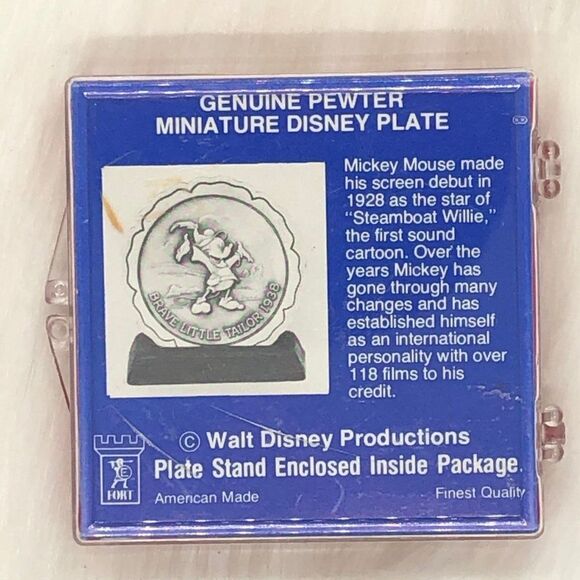 Disney Brave Little Tailor Mickey 1938‎ Pewter Miniature Plate - Picture 5 of 5